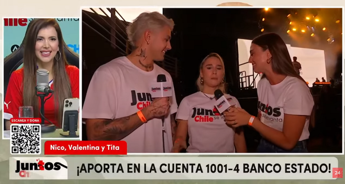 Nicolás Solabarrieta y La Guarén debutaron como noteros en Juntos, Chile se levanta