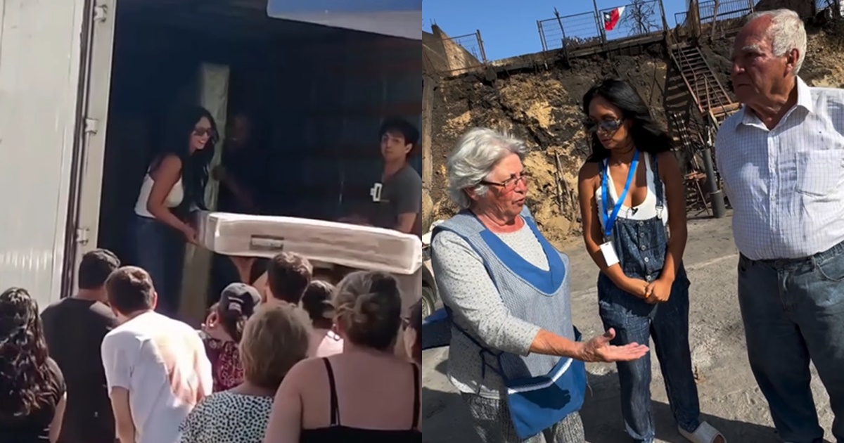 Pamela Díaz llegó con todo a ayudar a Valparaíso: repartió colchones a damnificados