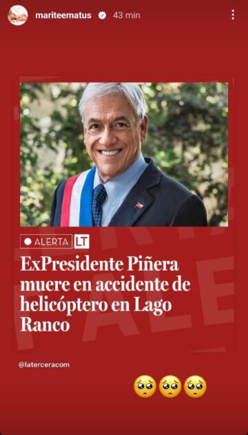 reacciones rostros de televisión tras muerte de Sebastián Piñera