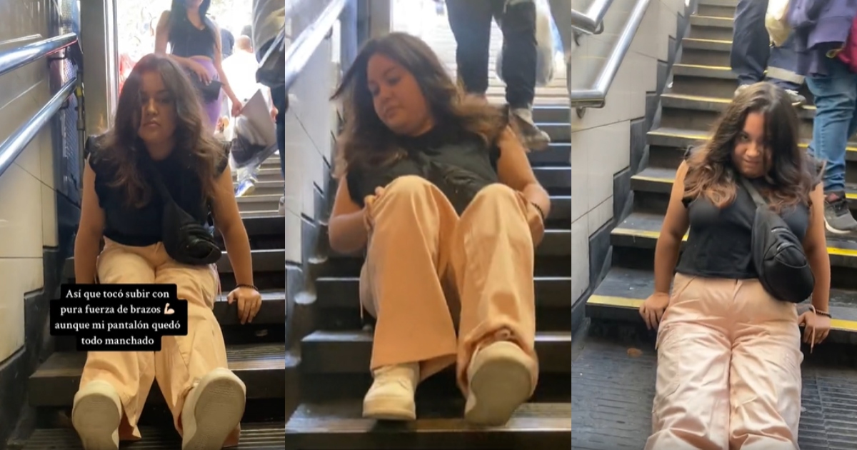 Mujer con movilidad reducida se arrastró por escalera de Metro tras falla en ascensor: publicó video