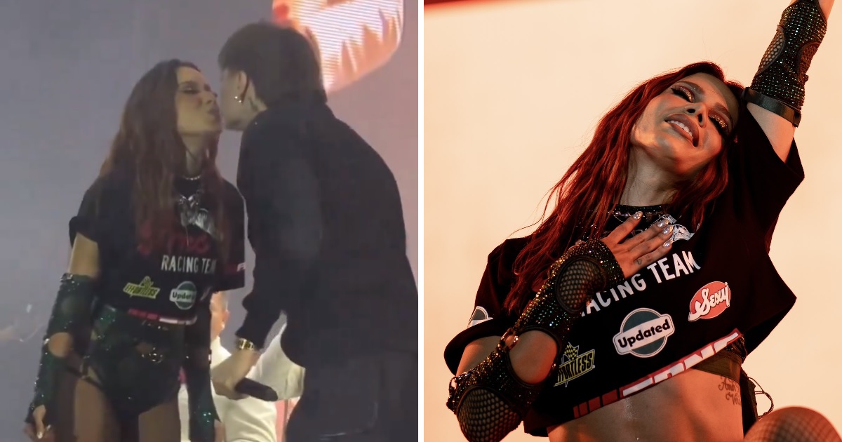 Peso Pluma le dio un beso a Anitta en pleno show: video revolucionó las redes sociales