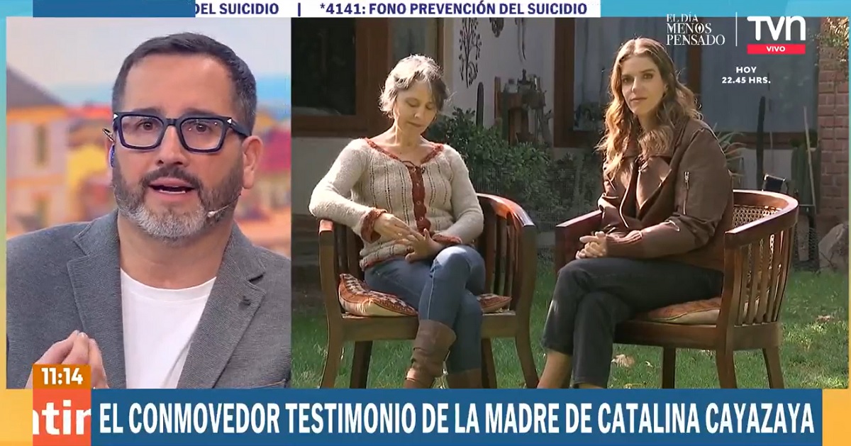 Eduardo Fuentes se emocinó durante entrevista a Carolina Cors, madre de Catalina Cayazaya