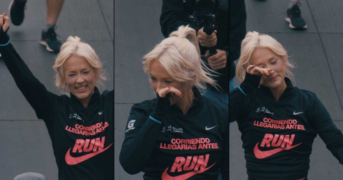 Vesta Lugg se emocionó al llegar a la meta de la Maratón de Santiago 2024: corrió 21 kilómetros
