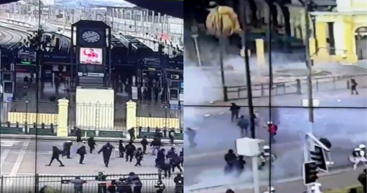 Los registros que dejó ataque de encapuchados en Estación Central: había pasajeros en su interior