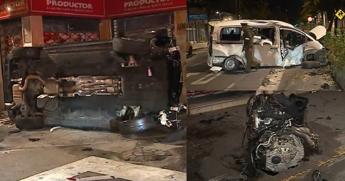 Conductor ebrio provocó violento accidente en Providencia: motor del vehículo salió eyectado