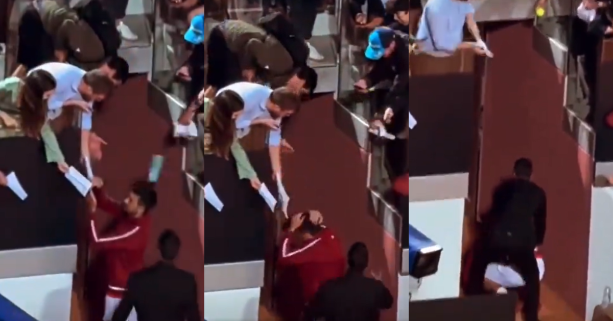 Botella cae desde mochila de fanático e impacta en la cabeza de Novak Djokovic en Roma