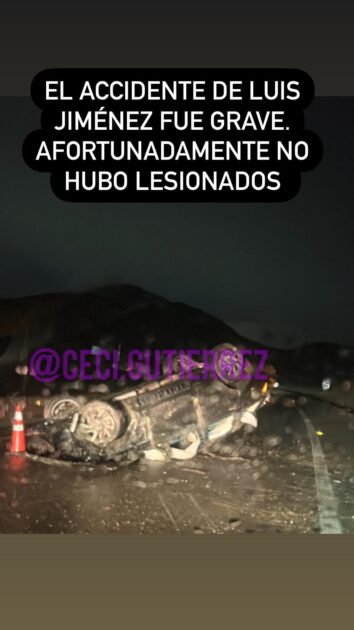 Cecilia Gutiérrez filtró foto de desconocido accidente de Luis Jiménez: se volcó en auto