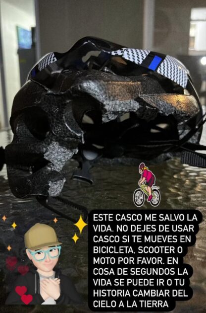 Marcelo Castillo, ex Guatón Mamón, mostró cómo quedó casco tras accidente