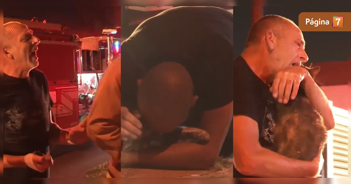 Con dramática súplica: viralizan emotivo reencuentro de hombre y su gatita tras incendio en EE. UU.