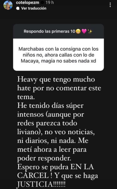 Coté López respondió comentario por caso Macaya