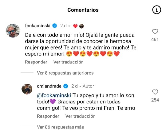 el emotivo mensaje de Kaminski a Camila Andrade 