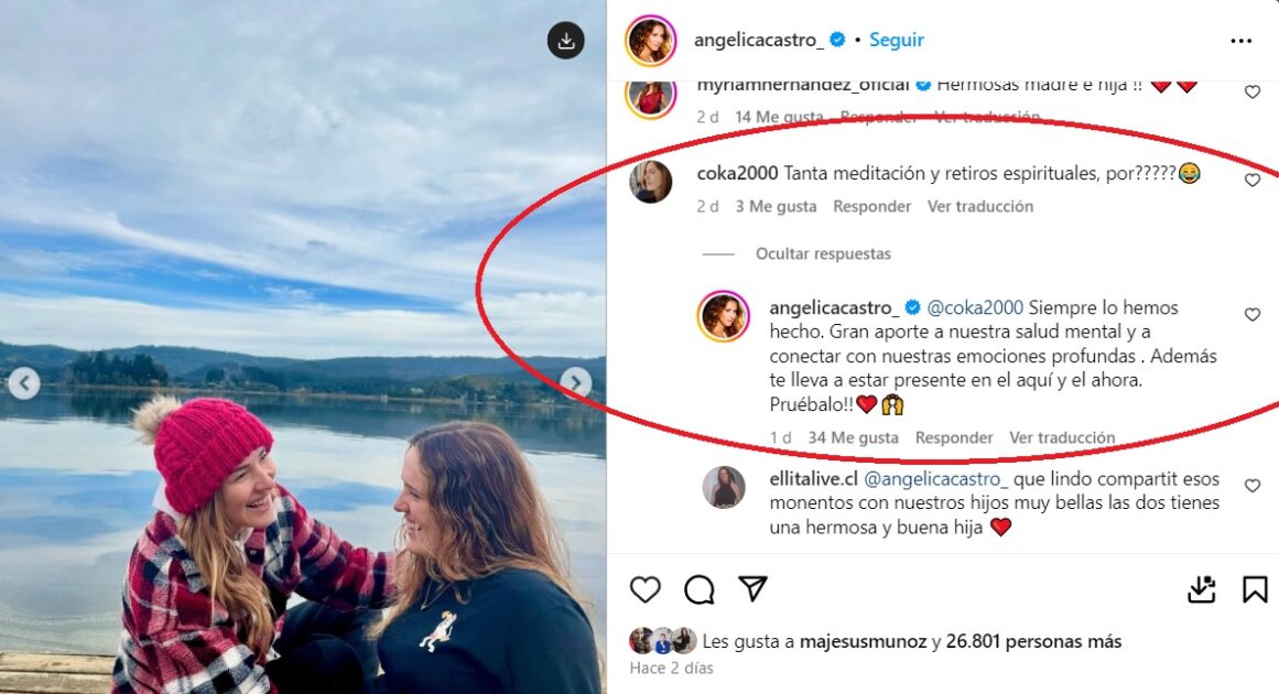 Angélica Castro respondió cuestionamiento de usuaria en publicación junto a su hija Laura de la Fuente
