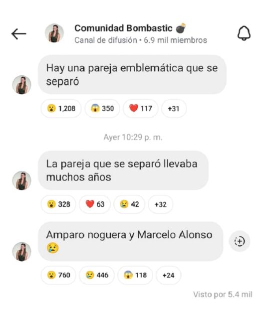 quiebre Amparo Noguera y Marcelo Alonso