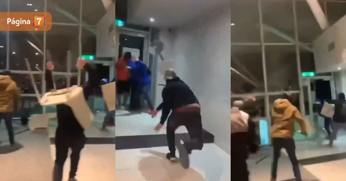 Captan feroz pelea entre hinchas de Colo Colo y Cobreloa en aeropuerto de Calama