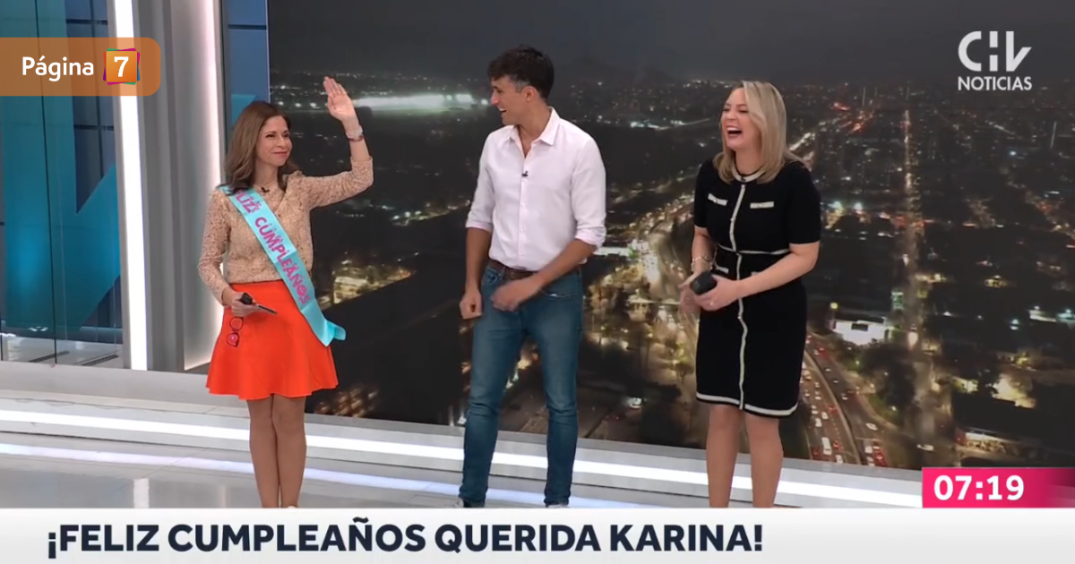 Karina Álvarez fue sorprendida por su cumpleaños en CHV Noticias: 
