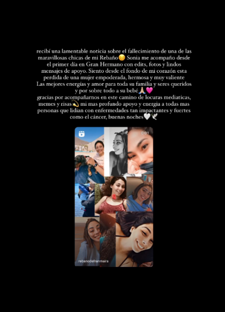 La sensible pérdida que enluta a Fran Maira