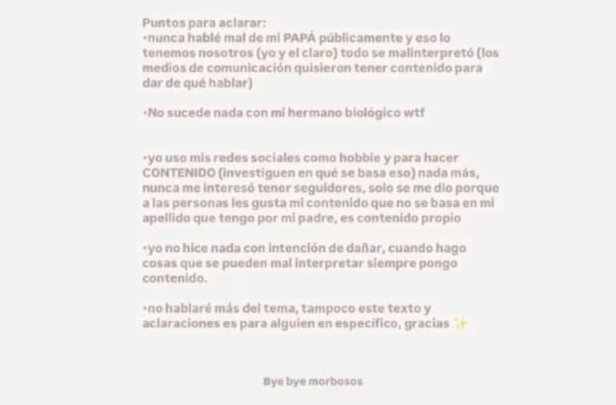 Issis, hija de DJ Méndez, alzó la voz tras polémicas con sus hermanastros Leo y Steffi