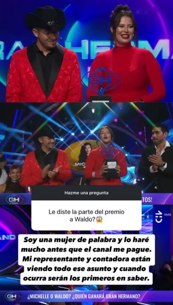 Michelle Carvalho cuenta cuándo le pagará a Waldo la mitad del premio de Gran Hermano