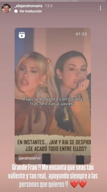 Padre de Fran Maira aplaudió el gesto que tuvo su hija con Javiera Belén, eliminada de Ganar o Servir