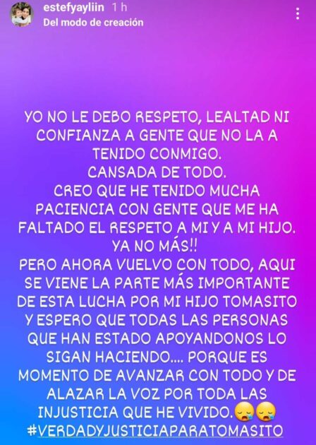 El descargo de la madre de Tomás Bravo