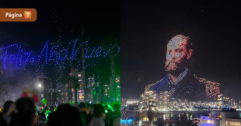 Celebración en Iquique maravilló en este Año Nuevo: drones formaron figura de Arturo Prat