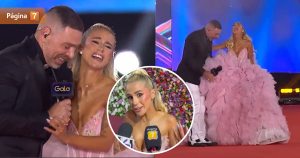 Se me cayó todo Guarén pidió ayuda a Nema para caminar por la alfombra roja de la Gala de Viña