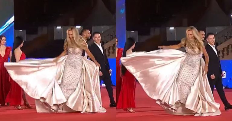 Angélica Castro tuvo incómodo momento en la Gala de Viña: sufrió tropiezo en la alfombra roja
