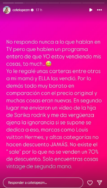 Coté López arremetió contra hija de Sarika Rodrik tras polémicos dichos por criticado ‘closet sale’