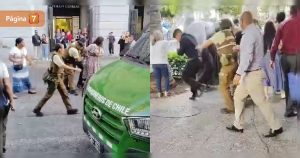 Captan brutal enfrentamiento entre evangélicos y carabineros en plena Plaza de Armas de Santiago