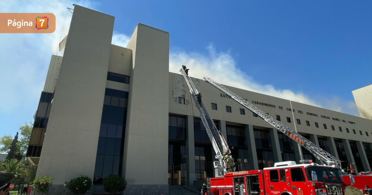 Incendio afecta a Escuela de Carabineros en Providencia: 11 compañías trabajan en la emergencia