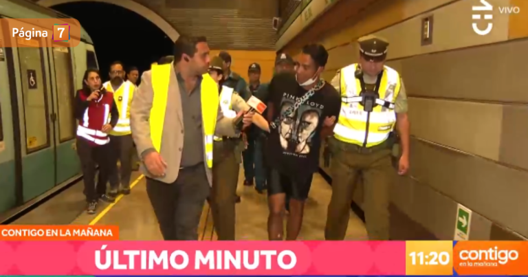 Sujeto se lanzó al túnel de Metro para huir de fiscalización: movilero lo encaró por el escándalo