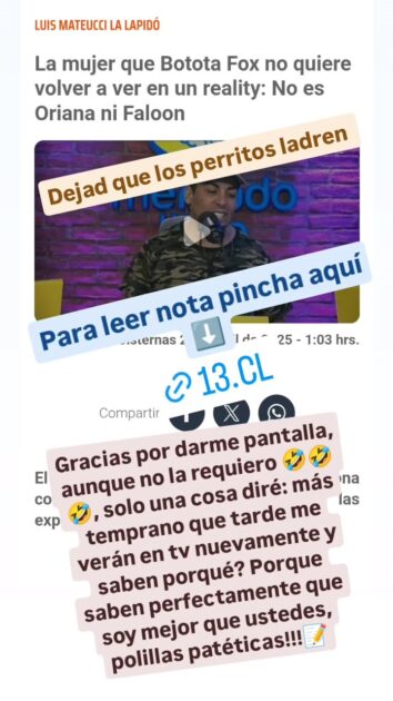 Angélica Sepúlveda respondió con todo a Botota y Luis Mateucci