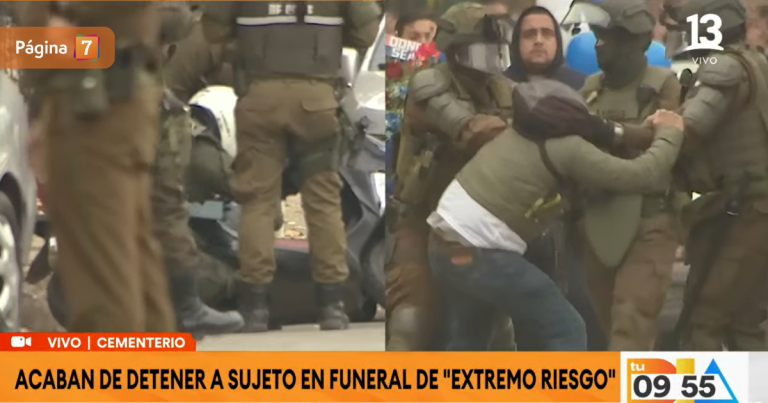 'Tu Día' captó en vivo detención de sujeto en pleno funeral del narco asesinado en Quilicura