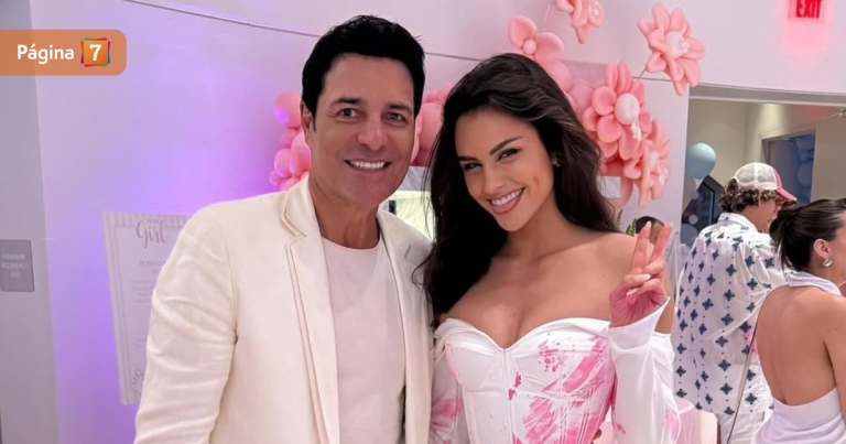 Emilia Dides compartió con Chayanne en fiesta de revelación de género de Lele Pons y Guaynaa