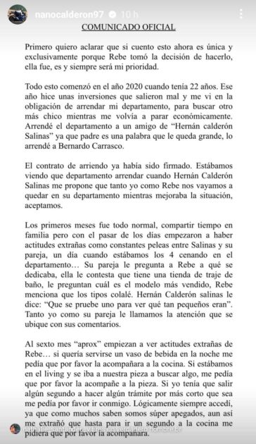 Nano Calderón arremetió contra su padre, Hernán Calderón 