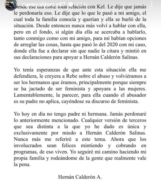 Nano Calderón se sinceró respecto a su quiebre con Kel Calderón
