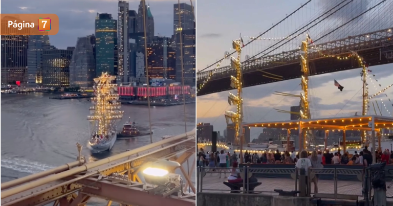 Mueren dos tripulantes en impactante choque de buque mexicano contra puente Brooklyn en Nueva York