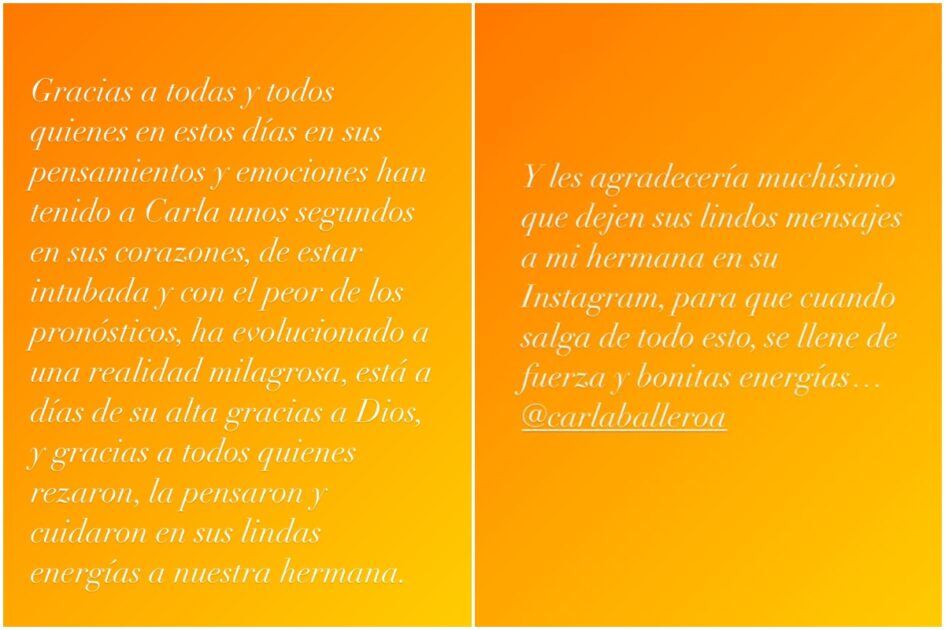 Álvaro Ballero por salud de su hermana Carla: "Ha evolucionado a una realidad milagrosa"