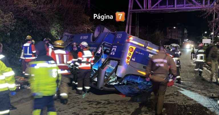 Volcamiento de taxibús deja un muerto y 23 lesionados en Chiguayante