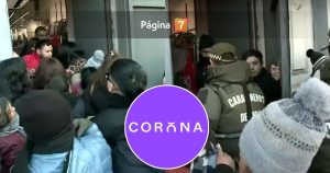 Caos en tienda Corona