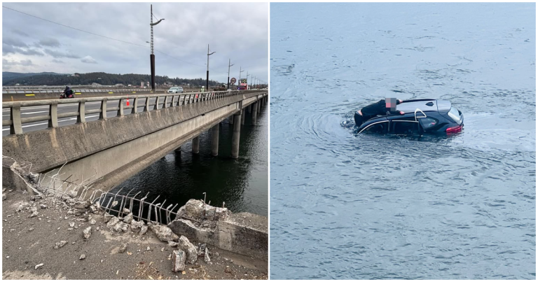 Vehículo cae al río Biobío tras romper barrera de puente Llacolén en Concepción