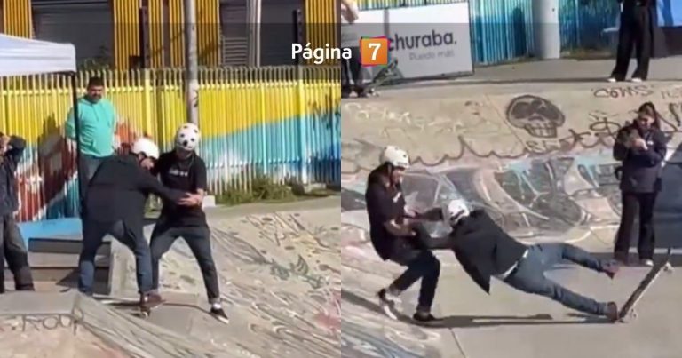 Delegado Gonzalo Durán se la jugó andando en skate... pero terminó en el suelo