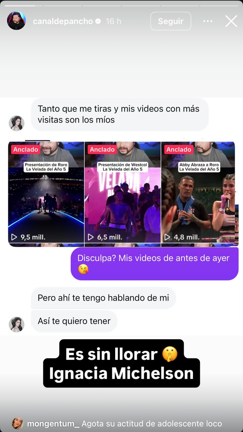 Ignacia Michelson se aburrió de las reacciones y se lanzó contra conocido influencer: “Enfermo"