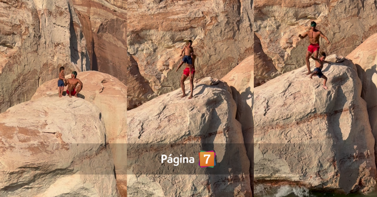 Lo lanzó por un acantilado: critican a influencer por ruda manera de enseñarle valentía a su hijo