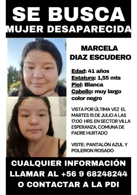 Búsqueda de Marcela Díaz Escudero, desaparecida en Padre Hurtado