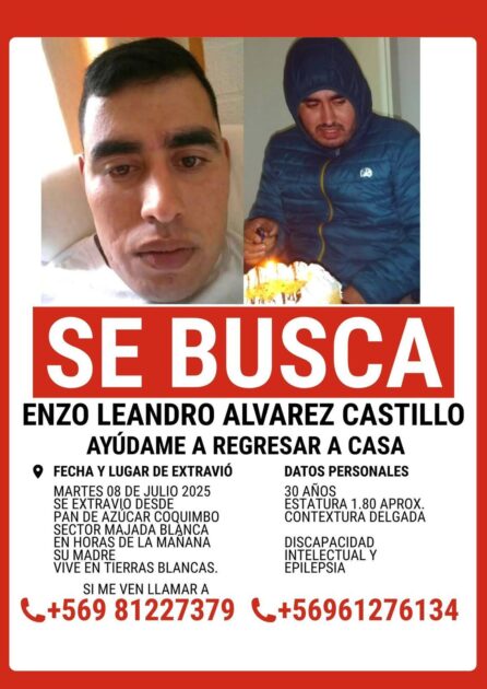 Enzo Álvarez desaparecido en La Serena