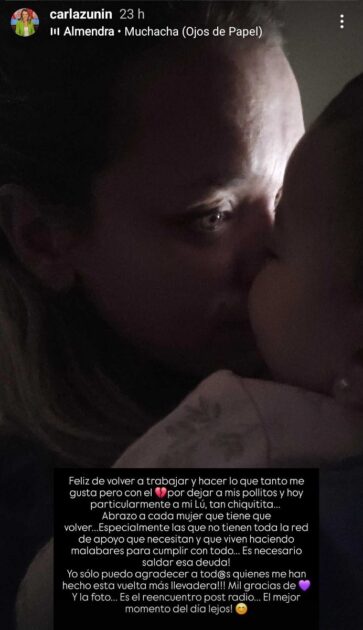 Carla Zunino y su gran pena tras regresar a trabajar luego de su postnatal: “Con el corazón roto”