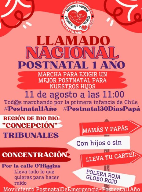 Marcha por extender postnatal a un año: madres llaman a exigir el avance del proyecto en el Congreso