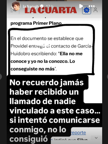 "Intentó comunicarse conmigo": Fran García Huidobro niega estar involucrada en 'Caso Monsalve'
