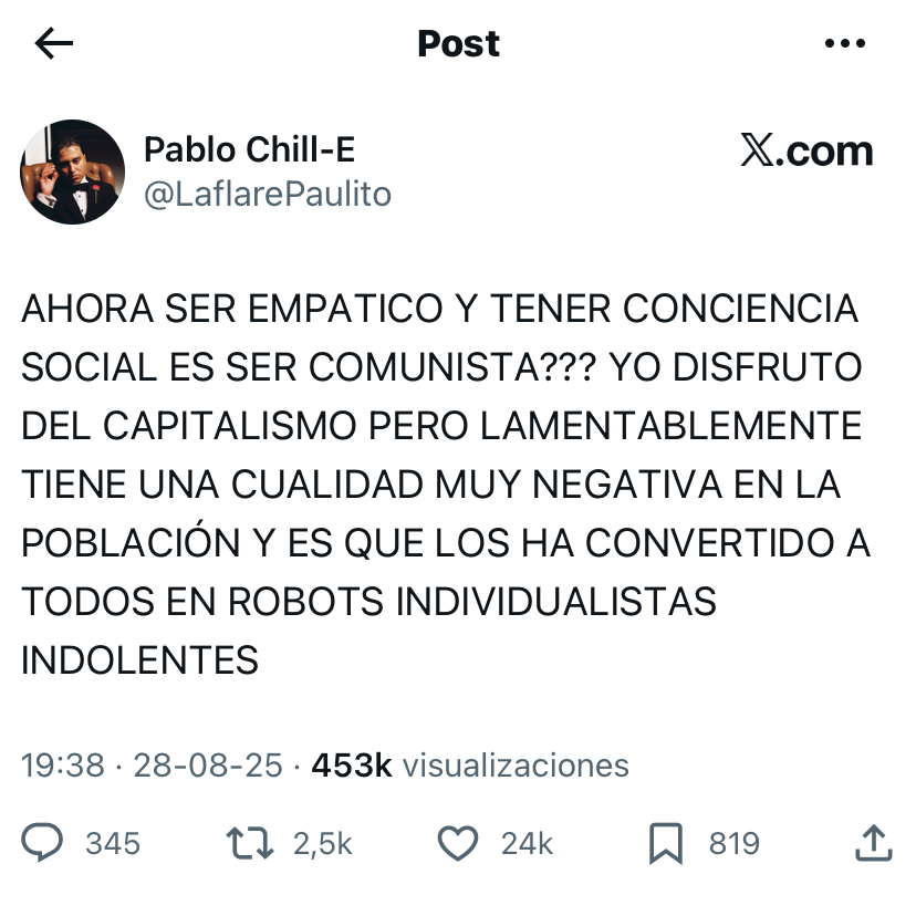 Pablo Chill-E contra cantantes urbanos que apoyan a candidatos de ultraderecha: "Fachos desclasados"